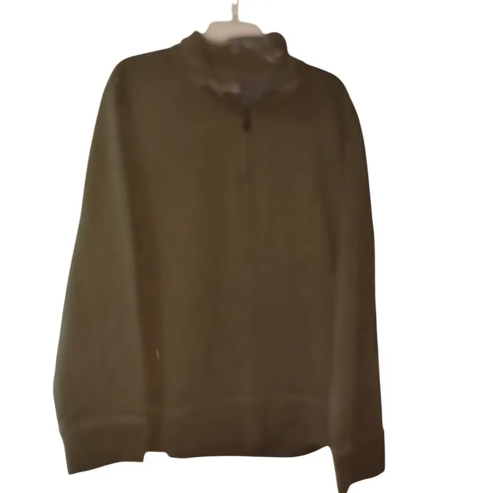 Eddie Bauer Men's Olive Green 1/2 Zip Pullover Sweater - 2XL